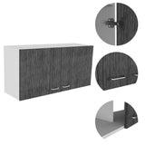 39.3 in. W x 12.6 in. D x 19.3 in. H White and Smokey Gray Ready to Assemble Wall Kitchen Cabinet with Double Doors