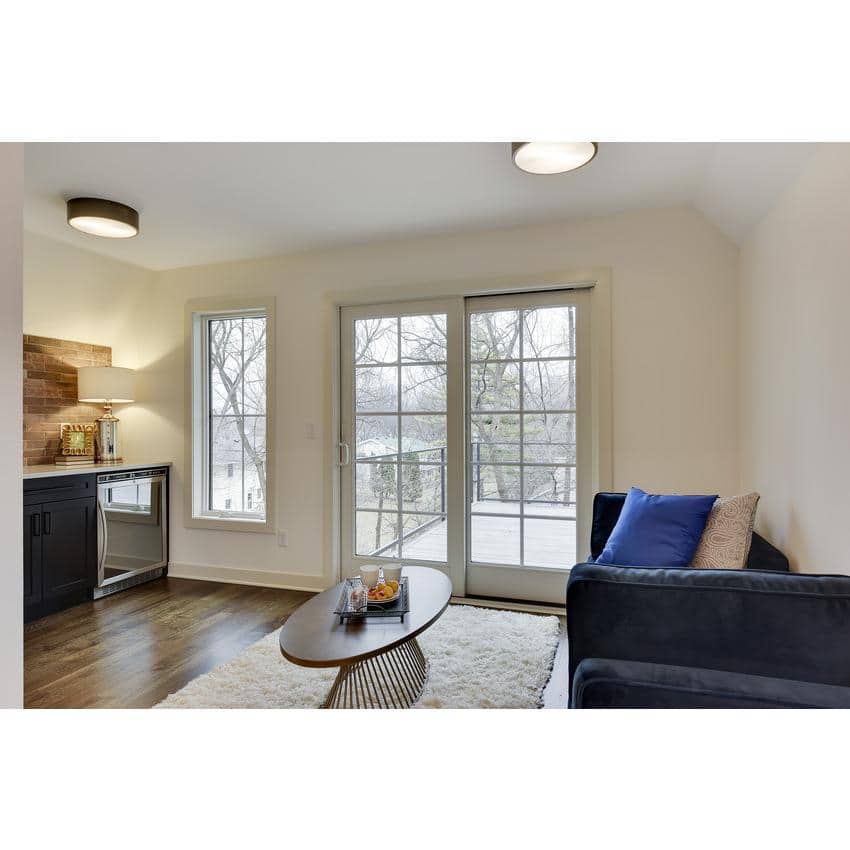 71-1/4 in. x 79-1/2 in. 400 Series White Left-Hand Frenchwood Gliding Patio Door with Pine Interior and ORB Hardware