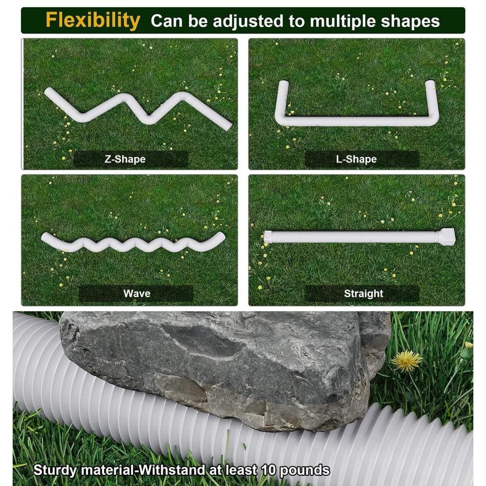 Angel Sar White Rain Gutter Downspout Extensions, Downspout Extender for Rainwater Drainage Flexible From 21 to 66 in.