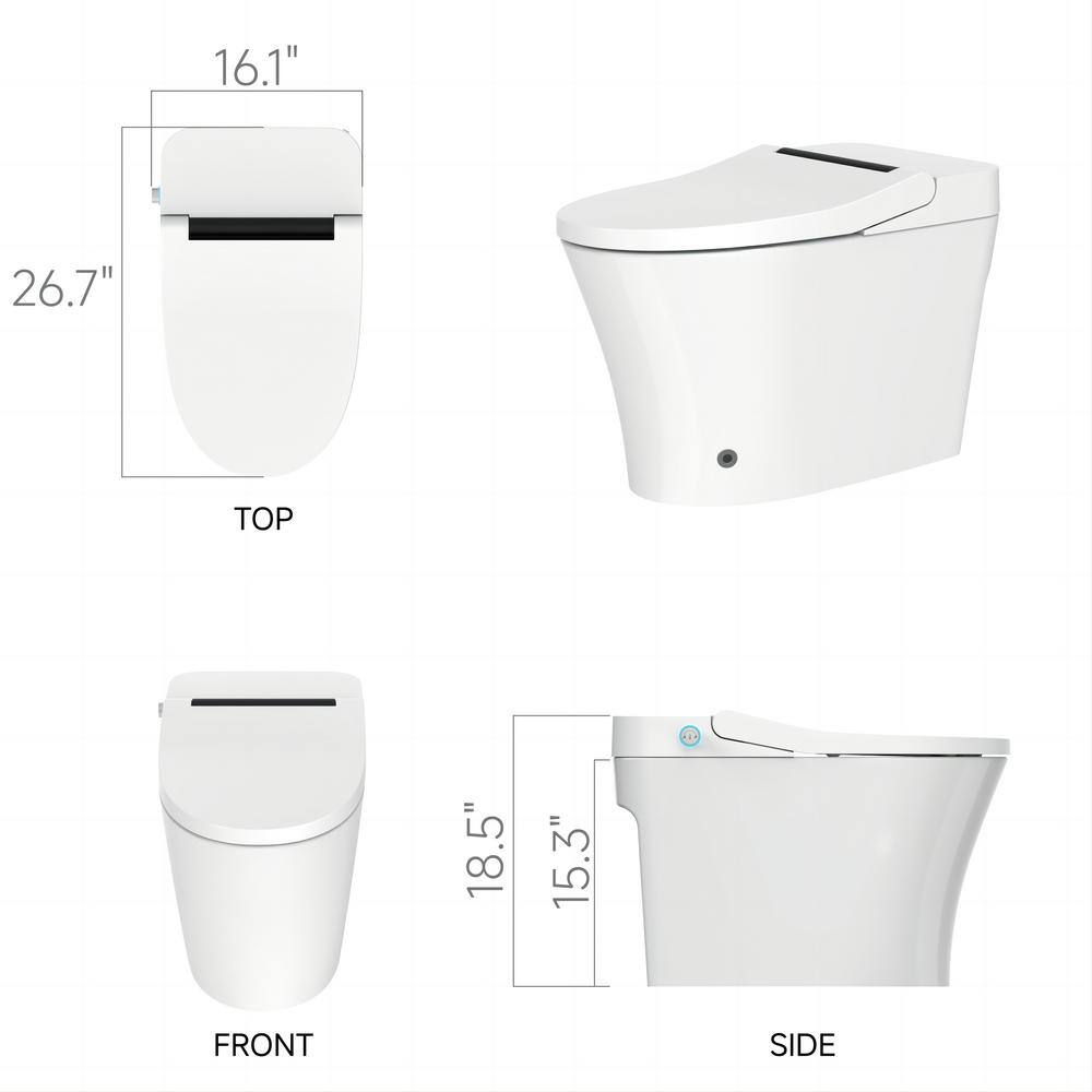 ANGELES HOME Elongated Bidet Toilet with Auto Flush, Soft Close, and Night Light