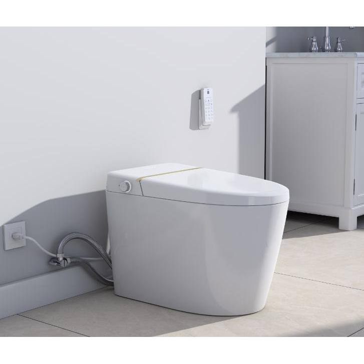 ANGELES HOME Elongated LED Smart Toilet with Automatic Flush and Heated Seat