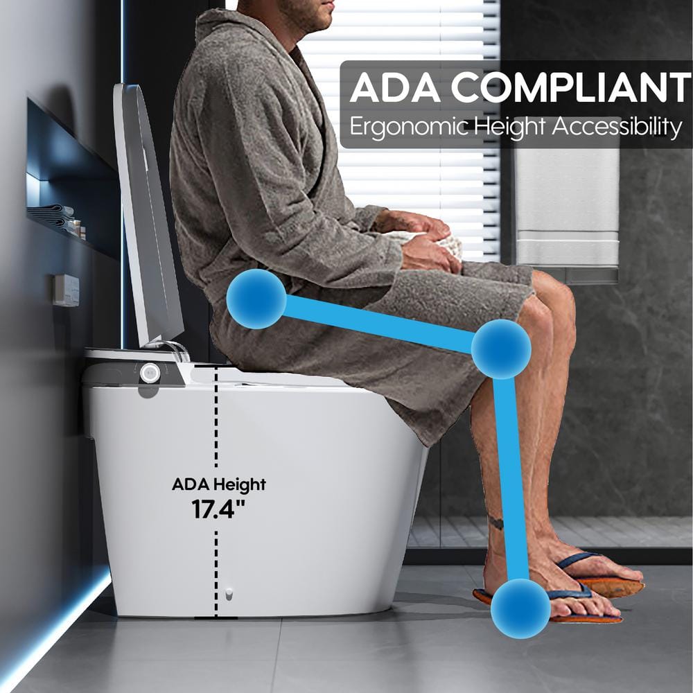 ANGELES HOME Elongated Smart Toilet Bidet with Automatic Features & Night Light