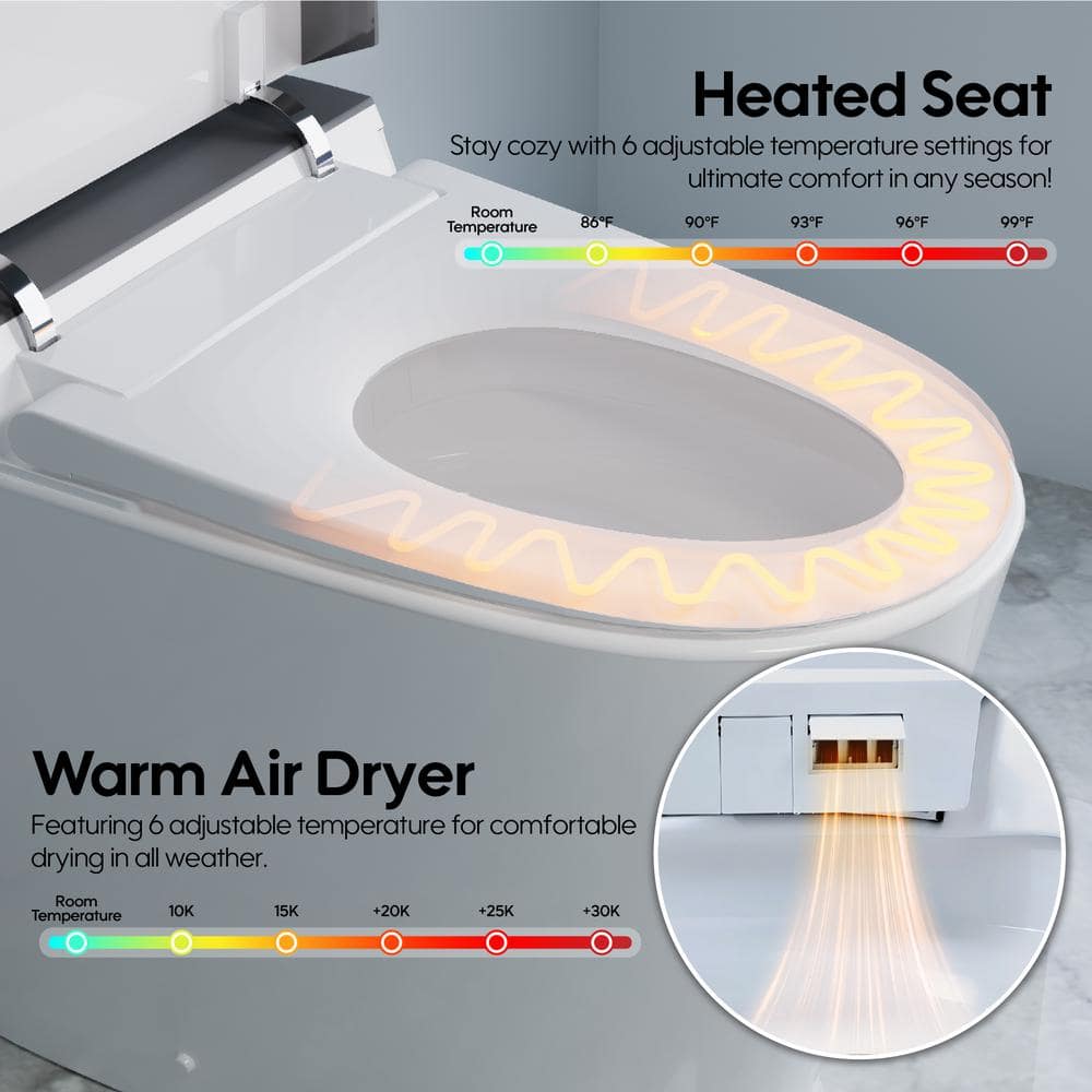 ANGELES HOME Elongated Smart Toilet Bidet with Automatic Features & Night Light