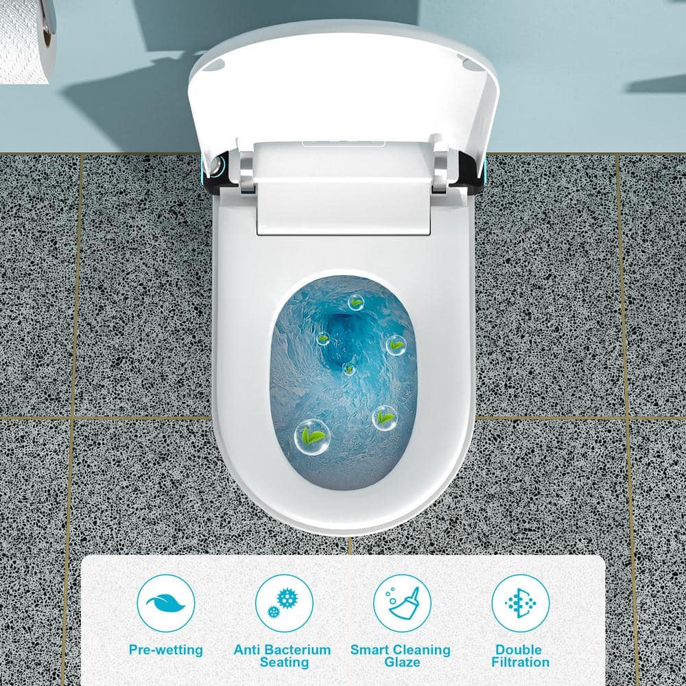 ANGELES HOME Elongated Bidet Toilet 1.28 GPF with Foot Sensor and Auto Flushing