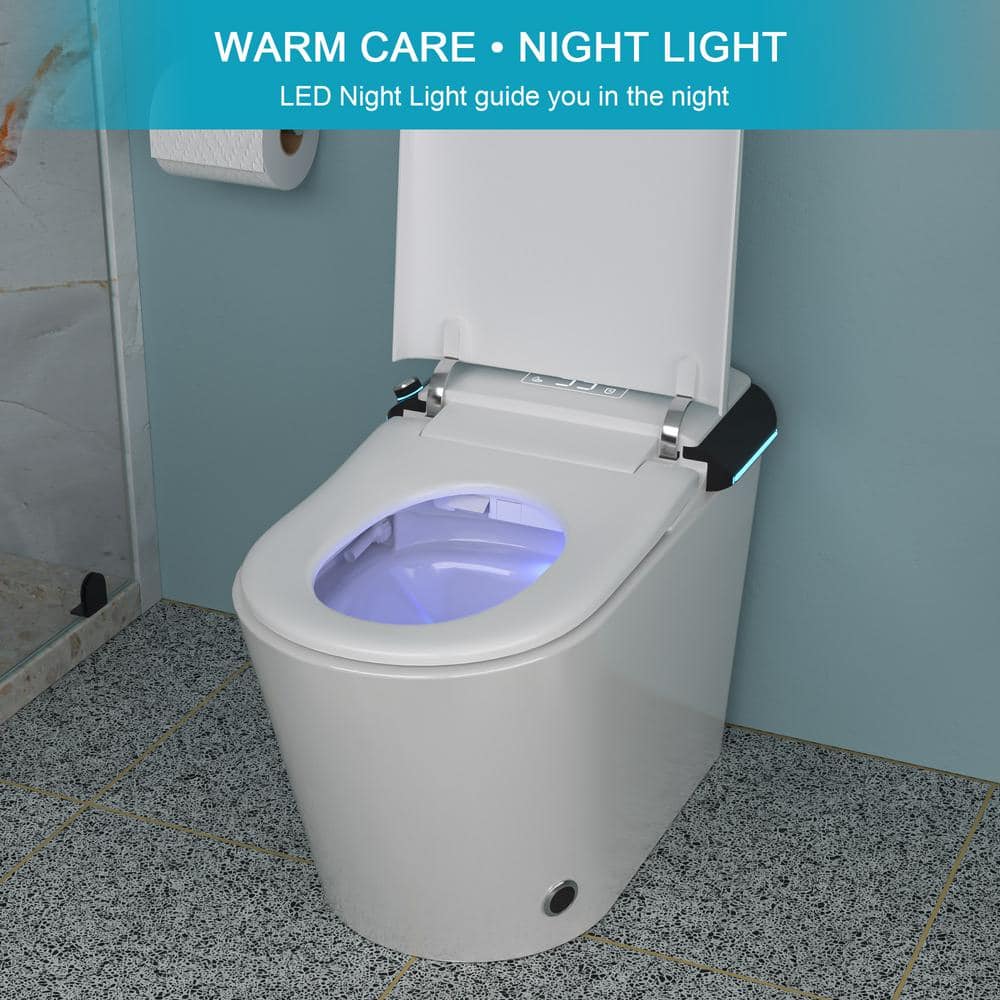 ANGELES HOME Elongated Bidet Toilet 1.28 GPF with Foot Sensor and Auto Flushing