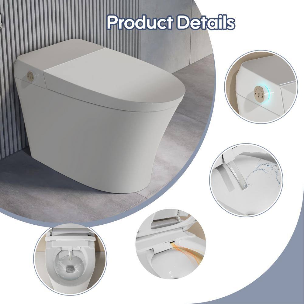 ANGELES HOME Elongated Smart Toilet Bidet with Adjustable Sprayer & Deodorizing in White