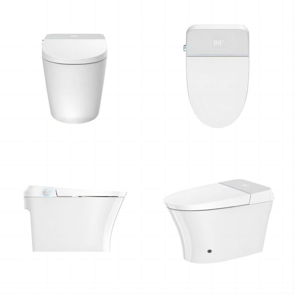 ANGELES HOME Elongated Smart Toilet Bidet with Adjustable Sprayer & Deodorizing in White