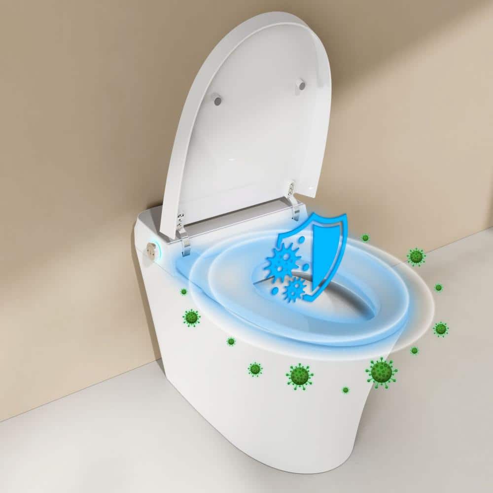 ANGELES HOME Elongated Smart Toilet Bidet with Adjustable Sprayer & Deodorizing in White