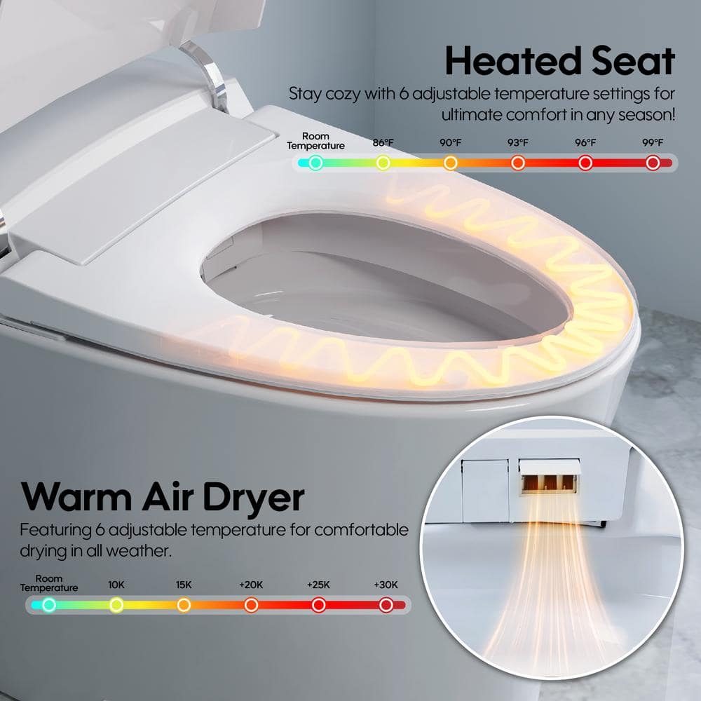 ANGELES HOME Smart Bidet Toilet with Heated Seat and Auto Features