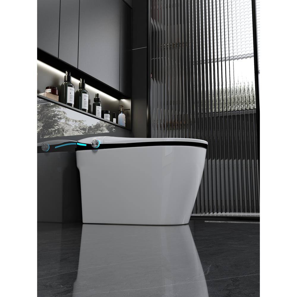 ANGELES HOME Elongated Bidet Toilet, 1.28 GPF, White, Auto Open/Close, LED Display
