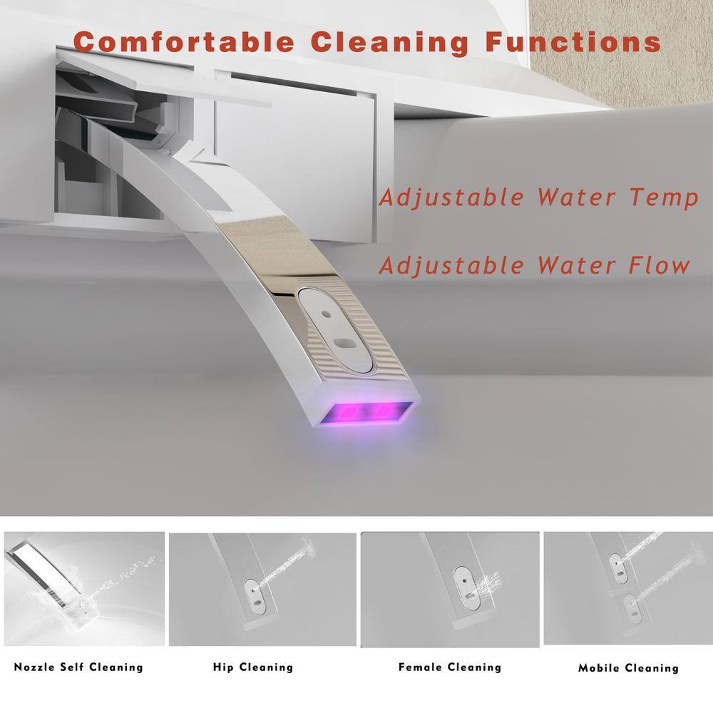 ANGELES HOME Elongated Bidet Toilet, 1.28 GPF, White, Auto Open/Close, LED Display