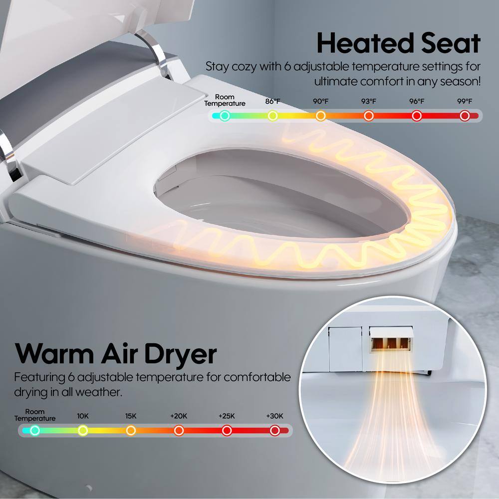 ANGELES HOME Built-in Tank Elongated Smart Toilet Bidet with Auto Flush & Heated Seat