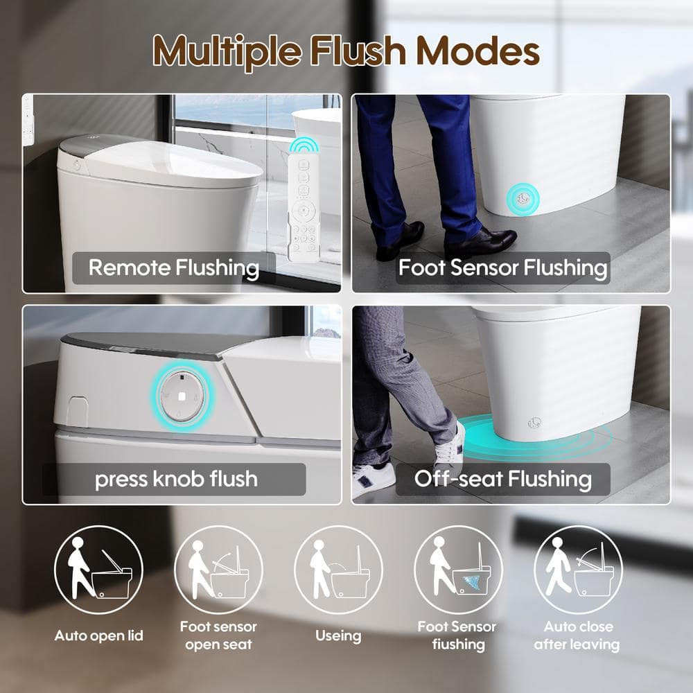 ANGELES HOME Built-in Tank Elongated Smart Toilet Bidet with Auto Flush & Heated Seat