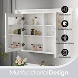 ANGELES HOME 40 in. W x 30 in. H Rectangular Solid Wood Wall Mount Medicine Cabinet with Mirror, 2-Soft-Closed Door,Easy Hang, White