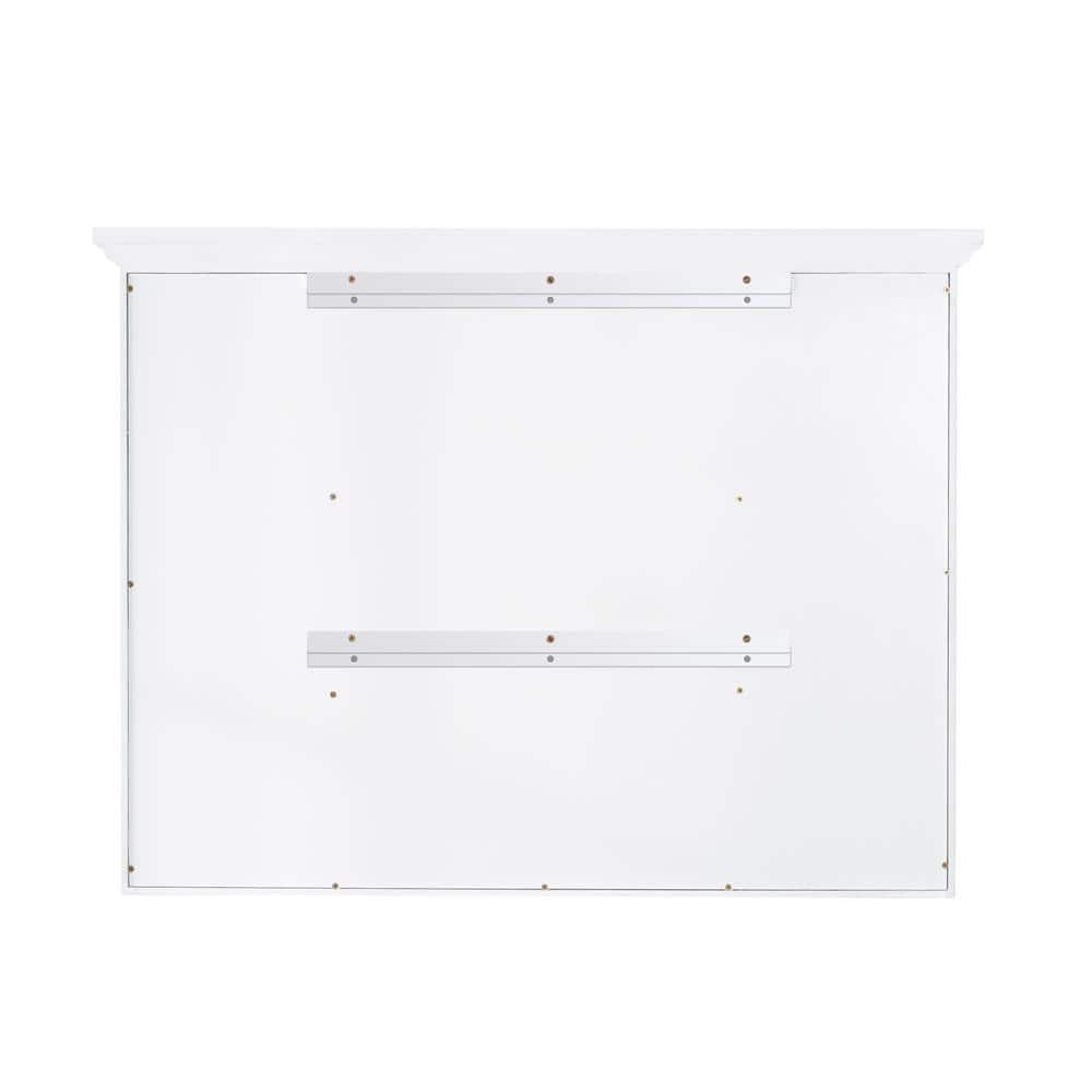 ANGELES HOME 40 in. W x 30 in. H Rectangular Solid Wood Wall Mount Medicine Cabinet with Mirror, 2-Soft-Closed Door,Easy Hang, White
