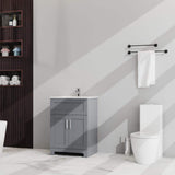 ANGELES HOME 24-inch Gray MDF Bathroom Vanity with Drop-in Laundry Sink and Cabinet
