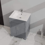 ANGELES HOME 24-inch Gray MDF Bathroom Vanity with Drop-in Laundry Sink and Cabinet