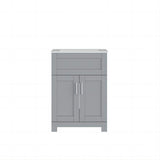ANGELES HOME 24-inch Gray MDF Bathroom Vanity with Drop-in Laundry Sink and Cabinet