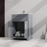 ANGELES HOME 24-inch Gray MDF Bathroom Vanity with Drop-in Laundry Sink and Cabinet