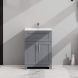 ANGELES HOME 24-inch Gray MDF Bathroom Vanity with Drop-in Laundry Sink and Cabinet