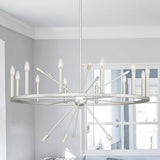 Vanity Art 60W 22-Light in White/Antique Silver Candle Style Wagon Wheel Chandelier Light, Bulb Not Included