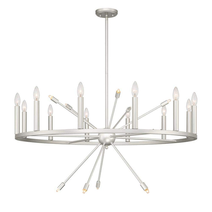 Vanity Art 60W 22-Light in White/Antique Silver Candle Style Wagon Wheel Chandelier Light, Bulb Not Included