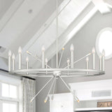 Vanity Art 60W 22-Light in White/Antique Silver Candle Style Wagon Wheel Chandelier Light, Bulb Not Included