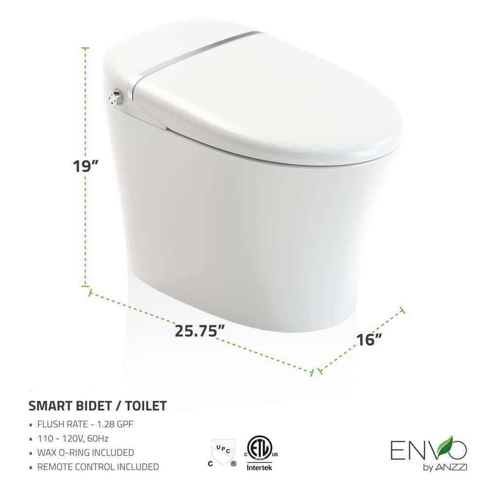 ANZZI ENVO Spirit Smart Bidet Toilet with Remote Control, Auto Flush, & Heated Seat