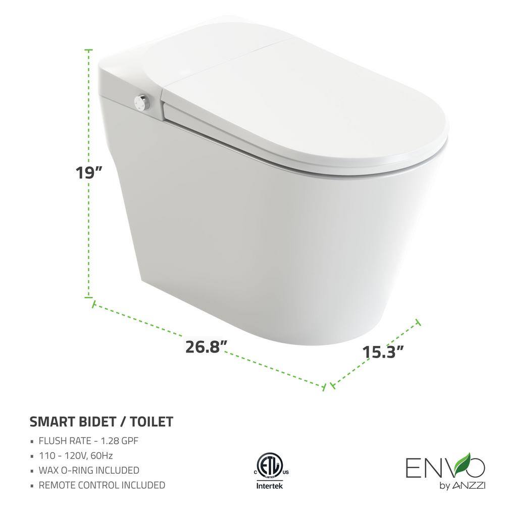 ANZZI ENVO Resonance Elongated Smart Bidet Toilet with Auto Features and Heated Seat