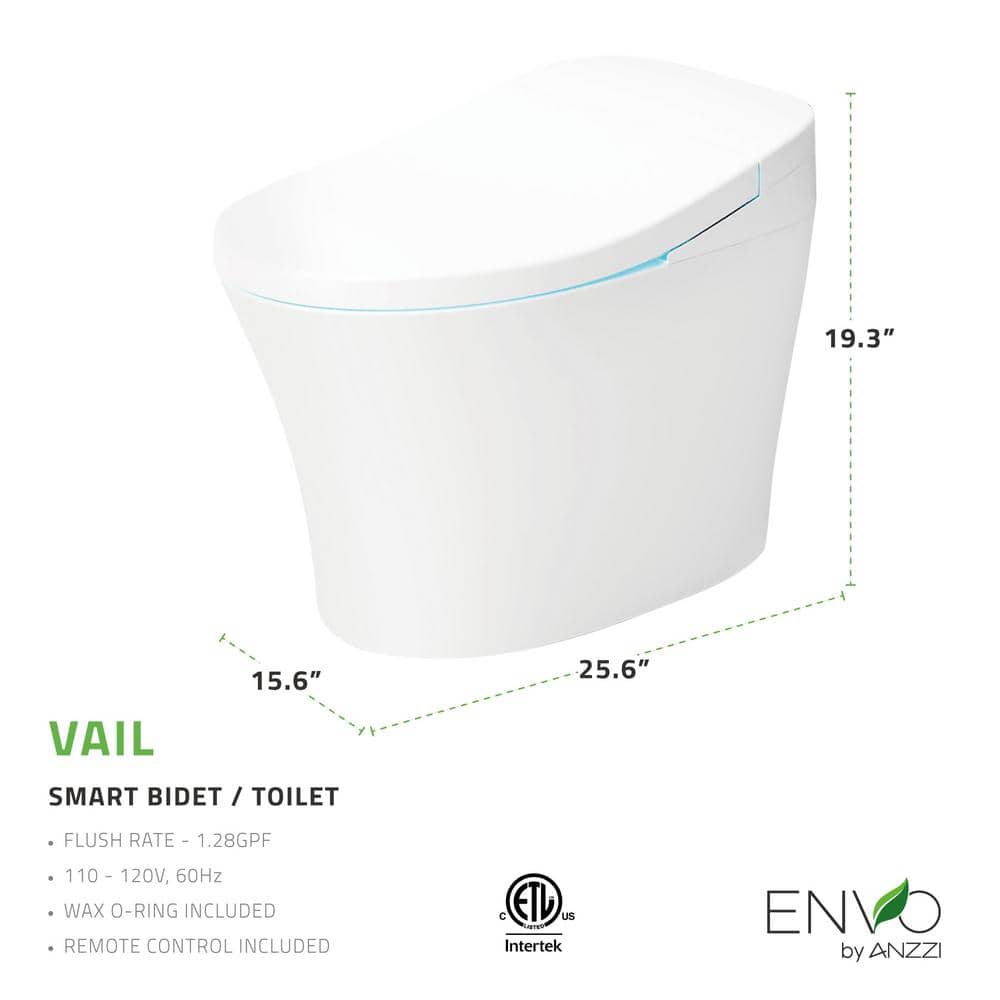 ANZZI ENVO Vail Elongated Smart Bidet Toilet with Remote Control and Heated Seat
