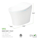 ANZZI ENVO Vail Elongated Smart Bidet Toilet with Remote Control and Heated Seat