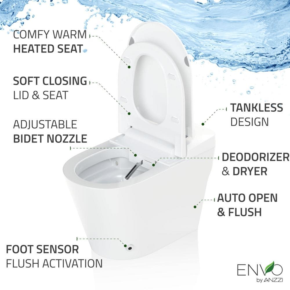 ANZZI ENVO Echo 1.28 GPF Smart Bidet Toilet with Heated Seat