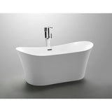 ANZZI Eft 67 in. Acrylic Flatbottom Freestanding Soaking Bathtub with Center Drain in Glossy White