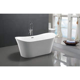 ANZZI Eft 67 in. Acrylic Flatbottom Freestanding Soaking Bathtub with Center Drain in Glossy White