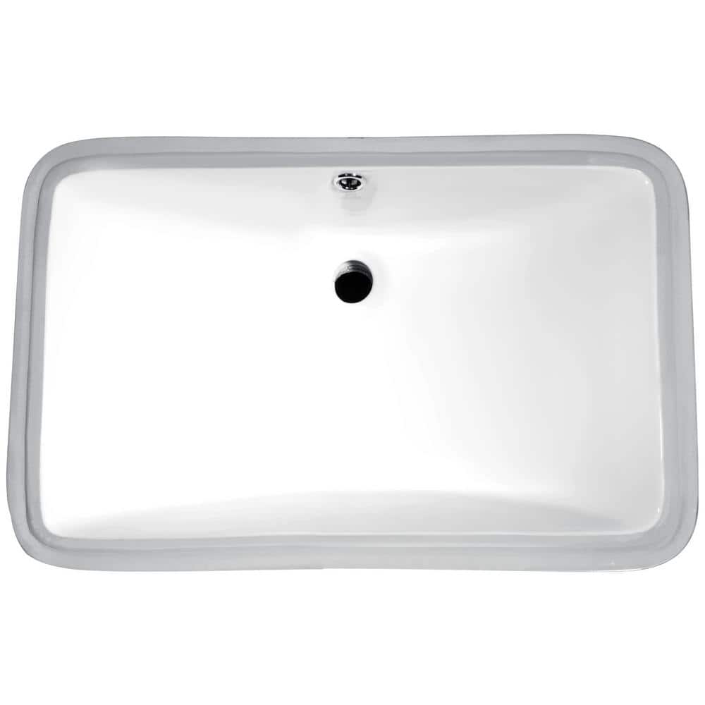ANZZI Dahlia Series 7.5 in. Ceramic Undermount Sink Basin in White, 20.5 x 15.25 in.