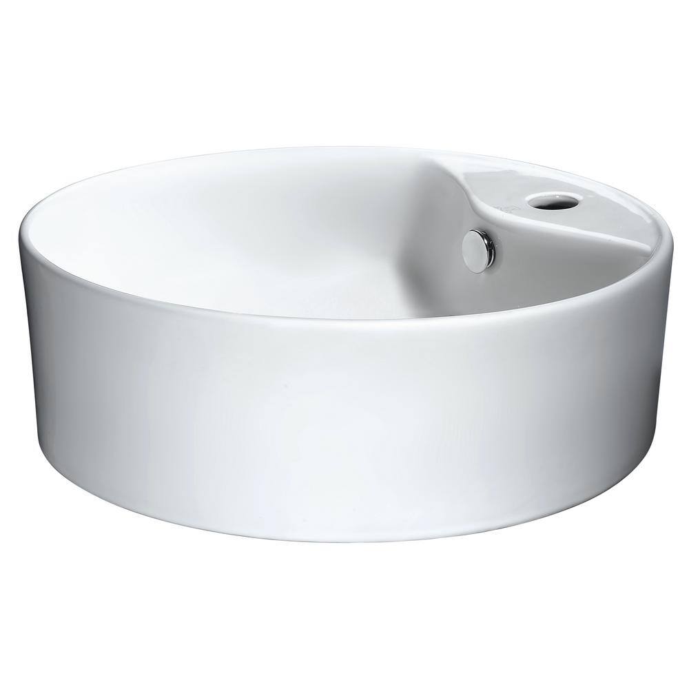 ANZZI Vitruvius Series Ceramic Round Vessel Sink, 18.5 in. x 18.5 in., Glossy White