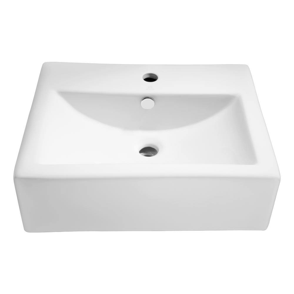 ANZZI Vitruvius Series Ceramic Vessel Sink, Rectangular, 20.5 in. x 16.3 in., Glossy White