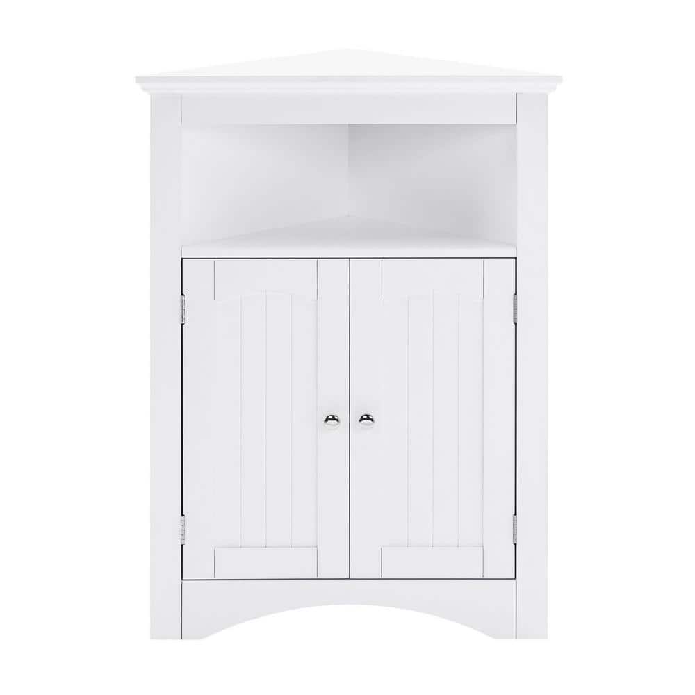 Aoibox 24 in. W x 12 in. D x 32 in. H in White Assembled Floor Corner with Doors and Shelves for Bathroom, Kitchen Cabinet