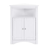 Aoibox 24 in. W x 12 in. D x 32 in. H in White Assembled Floor Corner with Doors and Shelves for Bathroom, Kitchen Cabinet