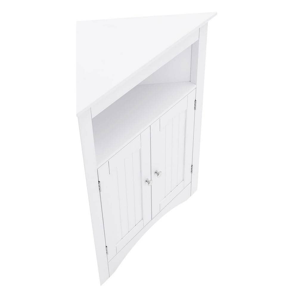 Aoibox 24 in. W x 12 in. D x 32 in. H in White Assembled Floor Corner with Doors and Shelves for Bathroom, Kitchen Cabinet
