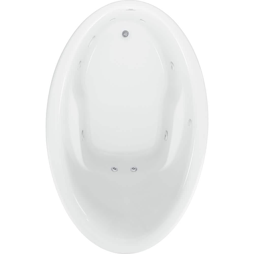 Starla 60 in. Acrylic Reversible Drain Oval Drop-in Whirlpool Bathtub with Heater in White
