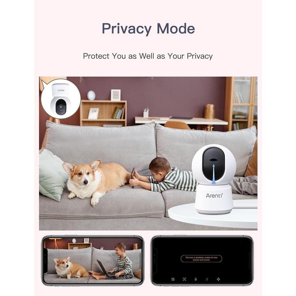 ARENTI 5G 4MP Plug-In Security Camera with Speaker, Phone App, Dual-Band WiFi, Super Night Vision