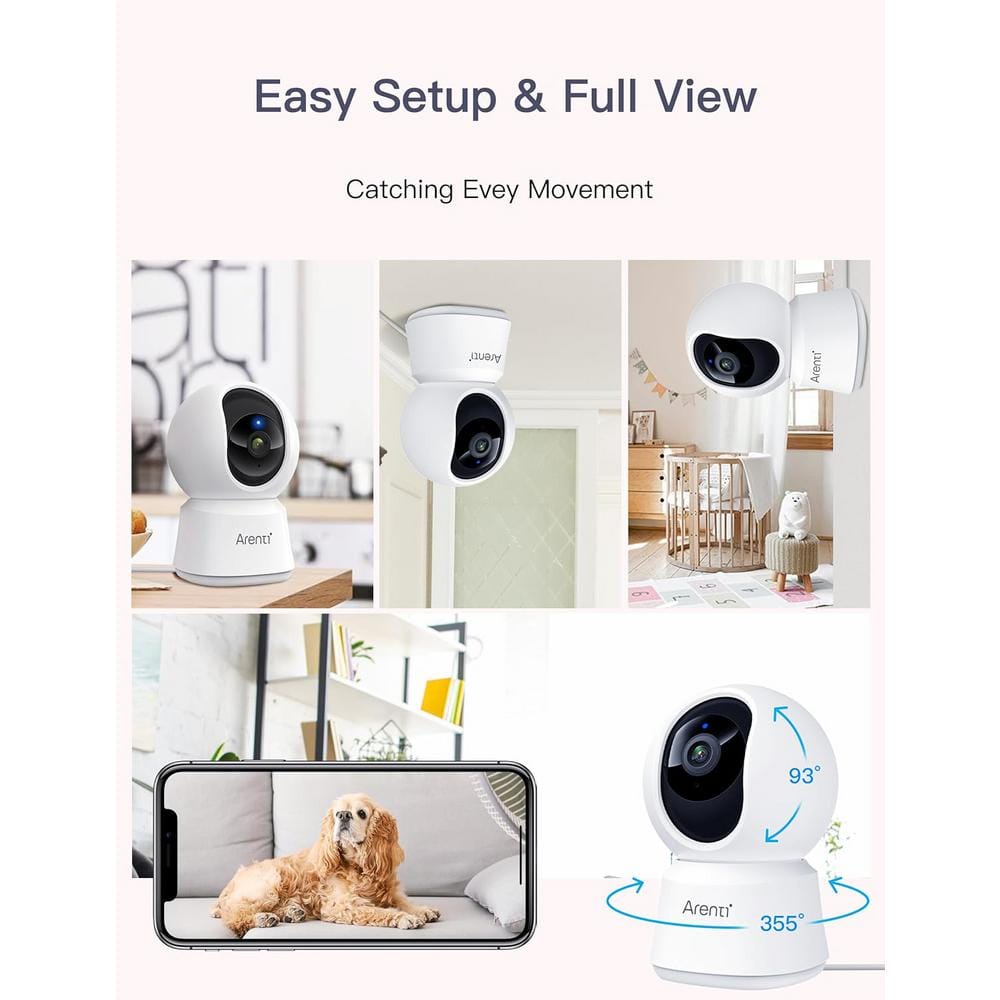 ARENTI 5G 4MP Plug-In Security Camera with Speaker, Phone App, Dual-Band WiFi, Super Night Vision