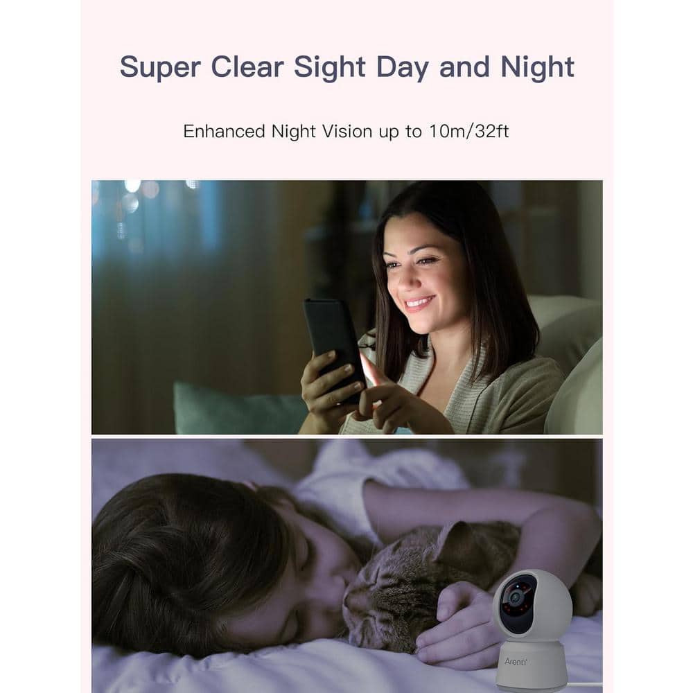 ARENTI 5G 4MP Plug-In Security Camera with Speaker, Phone App, Dual-Band WiFi, Super Night Vision