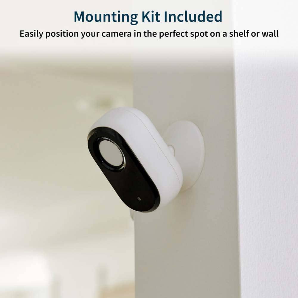 Arlo Essential Wireless Indoor Security Camera 2K (2nd Gen) with Privacy Shield, Night Vision, and Integrated Siren - White