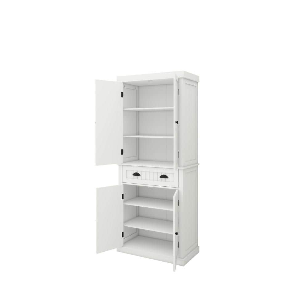 30 in. W x 16 in. D x 72 in. H in White Assemble Floor Diagonal Kitchen Cabinet with 4 Doors for Dining Room