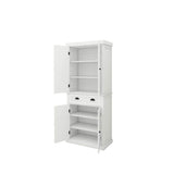 30 in. W x 16 in. D x 72 in. H in White Assemble Floor Diagonal Kitchen Cabinet with 4 Doors for Dining Room