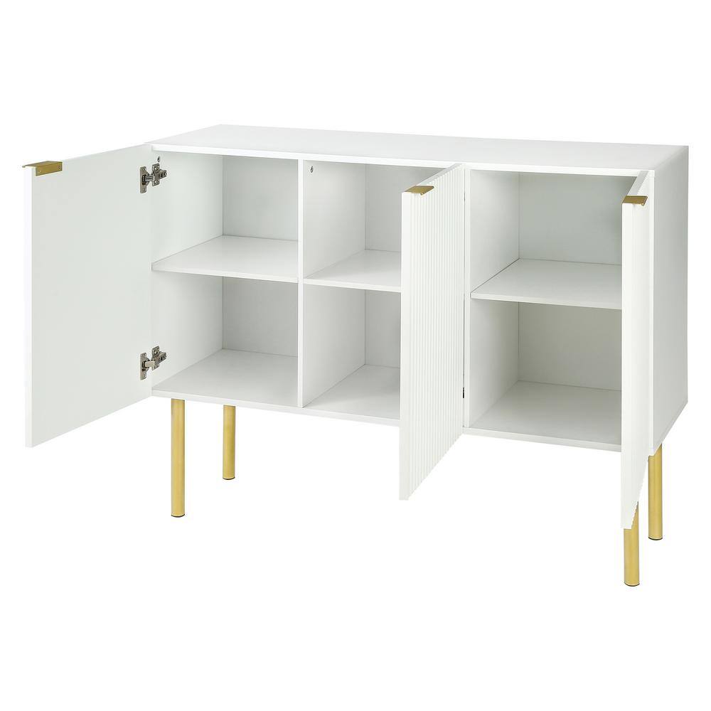 47.2-in W x 16.5-in D x 36.6-in H in White Particle Board Assemble Upper Pantry Kitchen Cabinet with Gold Metal Legs