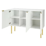 47.2-in W x 16.5-in D x 36.6-in H in White Particle Board Assemble Upper Pantry Kitchen Cabinet with Gold Metal Legs