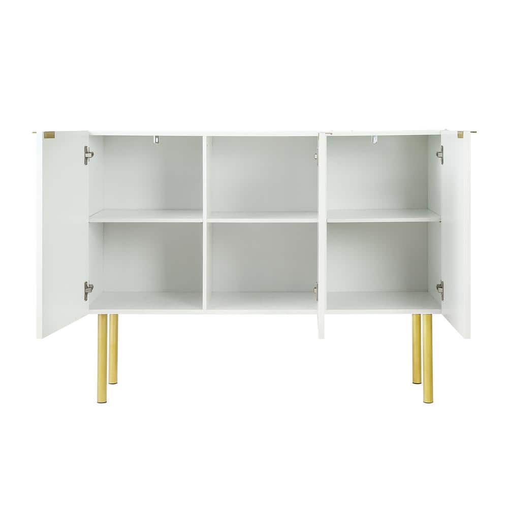 47.2-in W x 16.5-in D x 36.6-in H in White Particle Board Assemble Upper Pantry Kitchen Cabinet with Gold Metal Legs